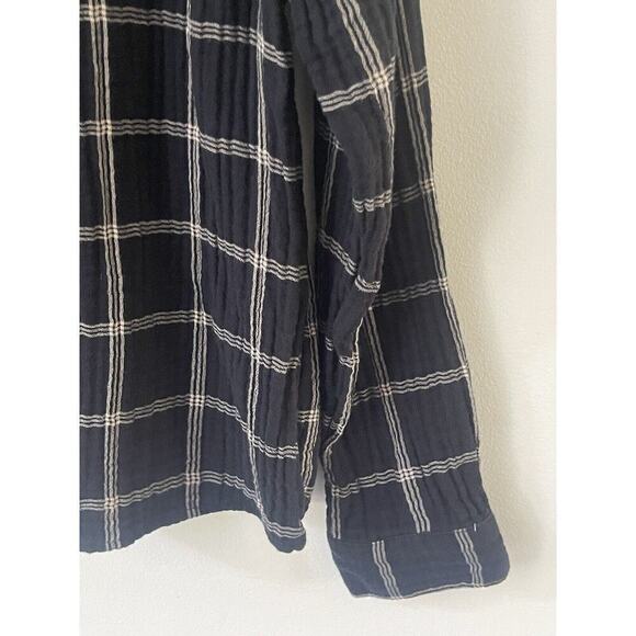 Madewell Lightspun Evert Top in Windowpane Plaid Size Small Black Double Gauze - Picture 5 of 11